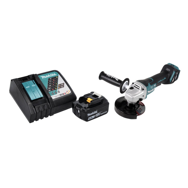 Amoladora angular sin cable Makita DGA 517 RG1 18 V 125 mm sin escobillas + 1x batería recargable 6,0 Ah + cargador