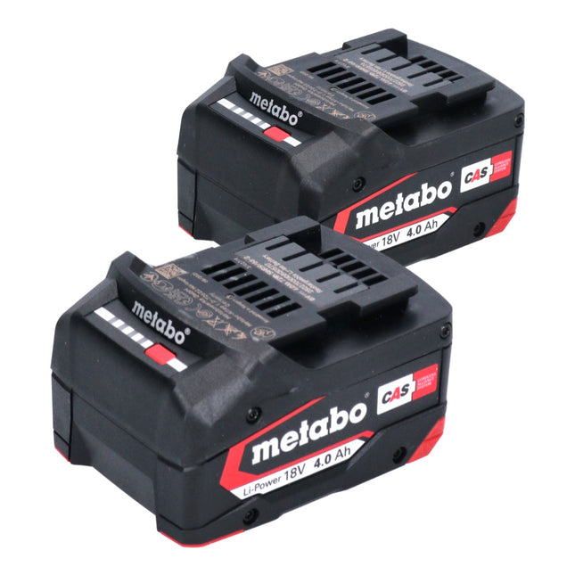 Juego de baterías Metabo 2x Li-Power 18 V 4,0 Ah CAS Li-Ion ( 2x 625027000 ) con indicador del nivel de carga