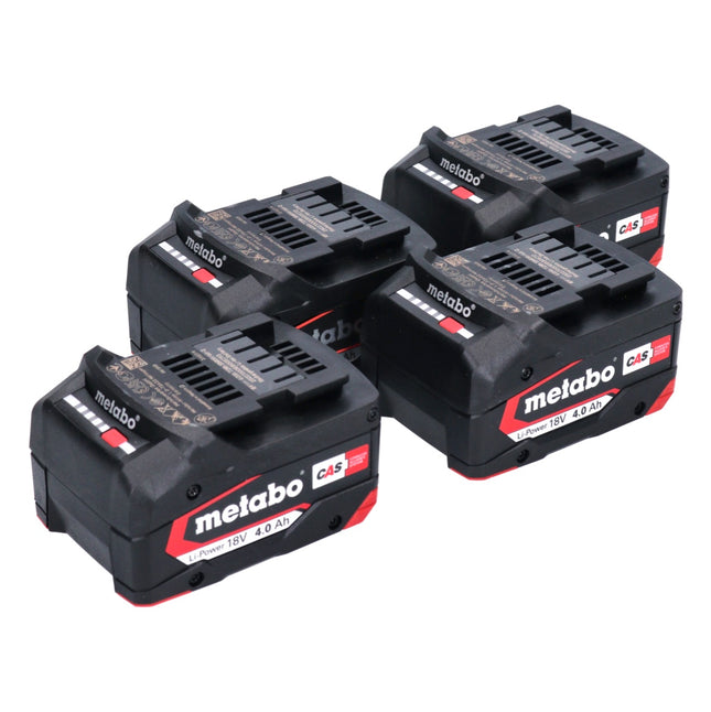 Metabo battery set 4x Li-Power battery pack 18 V 4.0 Ah CAS Li-Ion ( 4x 625027000 ) with charge level indicator