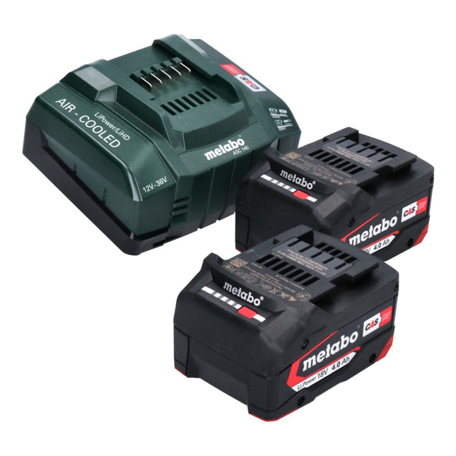 Metabo Basis Set 2x Li-Power Akkupack 18 V 4,0 Ah CAS Li-Ion Akku ( 2x 625027000 ) + ASC 145 Schnell Ladegerät ( ‭627378000‬ )