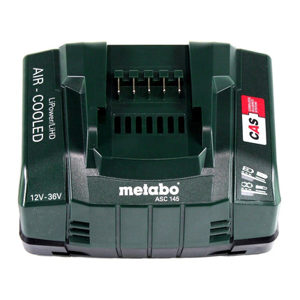 Set base Metabo 2x batteria Li-Power 18 V 4,0 Ah CAS agli ioni di litio ( 2x 625027000 ) + caricatore rapido ASC 145 ( 627378000 )