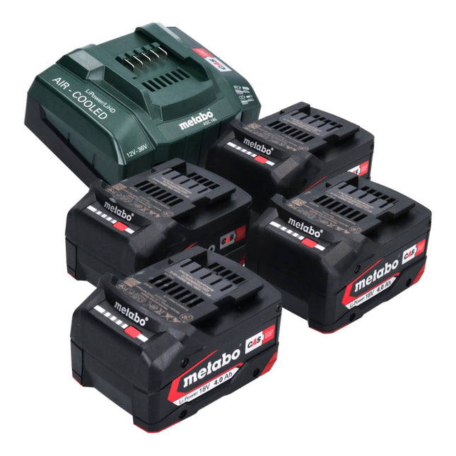 Metabo basic set 4x Li-Power batería 18 V 4.0 Ah CAS Li-Ion ( 4x 625027000 ) + ASC 145 cargador rápido ( 627378000 )