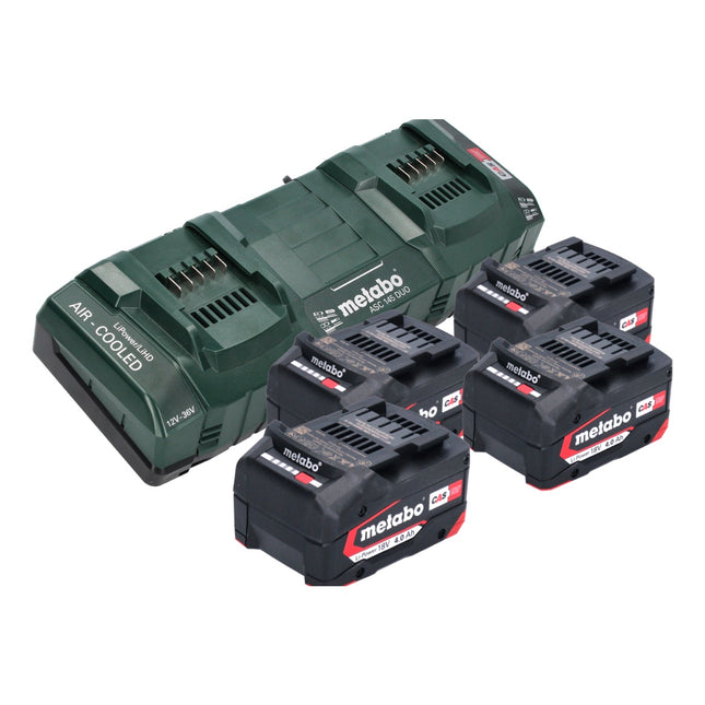 Metabo Basis Set 4x Li-Power Akkupack 18 V 4,0 Ah CAS Li-Ion Akku ( 4x 625027000 ) + ASC 145 DUO Doppel Schnell Ladegerät ( ‭627495000 )