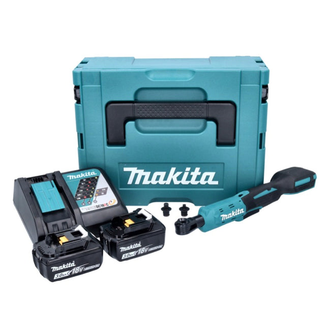 Makita DWR 180 RFJ atornillador de carraca sin cable 18 V 47,5 Nm 1/4" 3/8" + 2x batería recargable 3,0 Ah + cargador + Makpac