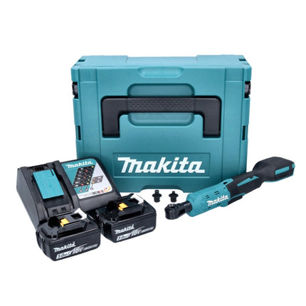 Makita DWR 180 RTJ atornillador de carraca sin cable 18 V 47,5 Nm 1/4" 3/8" + 2x batería recargable 5,0 Ah + cargador + Makpac