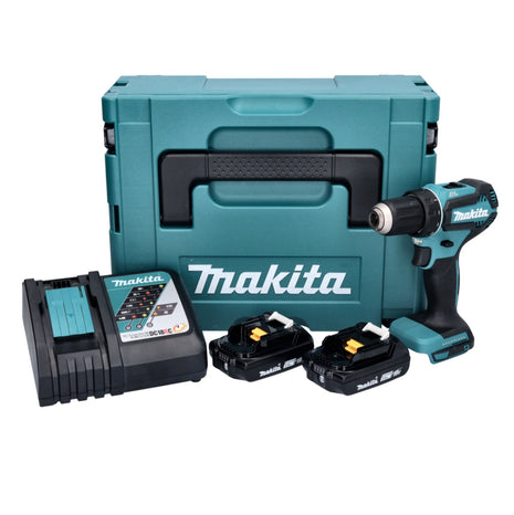 Makita DDF 485 RAJ cordless drill driver 18 V 50 Nm brushless + 2x rechargeable battery 2.0 Ah + charger + Makpac