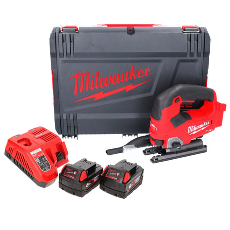 Scie sauteuse à batterie Milwaukee M18 FJS-602X 18 V course 25 mm sans balais + 2x batteries 6,0 Ah + chargeur + boîtier HD