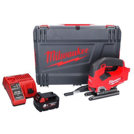 Milwaukee M18 FJS-501X Cordless Jigsaw 25mm stroke Brushless 18V + 1x Battery 5.0Ah + Charger + HD Box Case