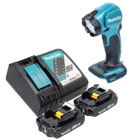 Makita DEADML 815 RA LED cordless hand lamp 14.4 - 18 V 160 lm + 2x rechargeable battery 2.0 Ah + charger