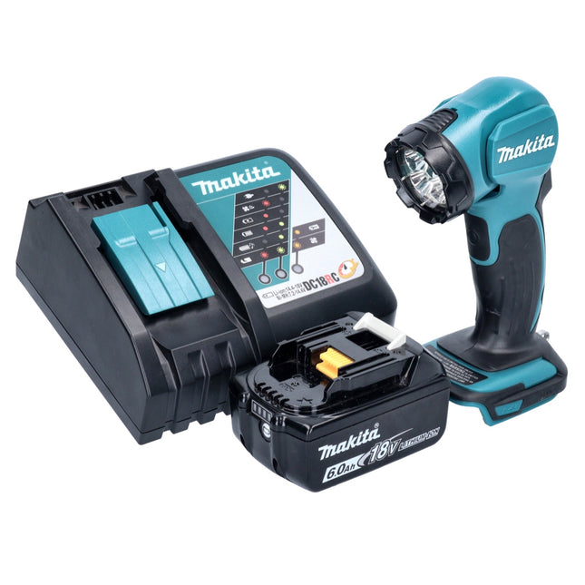 Makita DEADML 815 RG1 LED lámpara de mano sin cable 14,4 - 18 V 160 lm + 1x batería recargable 6,0 Ah + cargador