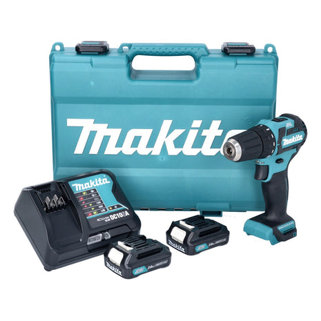 Makita DF 332 DSAE cordless drill driver 12 V 35 Nm brushless + 2x rechargeable battery 10.8 V 2.0 Ah + charger + case