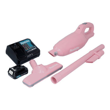 Makita CL 108 FDSAP cordless hoover 12 V 0.6 L pink + 1x rechargeable battery 2.0 Ah + charger