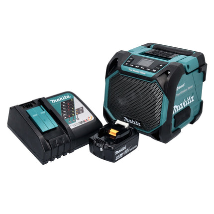 Makita DMR 203 RG1 Altoparlante Bluetooth 12 V 18 V IP64 + 1x batteria ricaricabile 6,0 Ah + caricabatterie