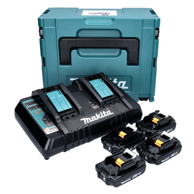 Makita Power Source Kit 18 V con 4x BL 1820 B 2.0 Ah batería ( 4x 197254-9 ) + DC 18 RD doble cargador rápido ( 196933-6 ) + Makpac