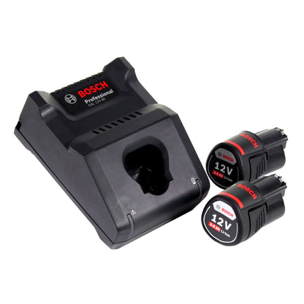 Bosch GSB 12V-35 Professional taladro percutor inalámbrico 12 V 35 Nm sin escobillas + 2x baterías 3,0 Ah + cargador + juego de puntas 32 piezas + L-Boxx