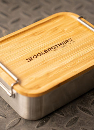 Toolbrothers Fan Edelstahl Brotdose mit Bambus Deckel 1200 ml, Lunchbox für Erwachsene und Kinder, Brotzeit, Vesperbox für Schule Arbeit Picknick Reisen - Toolbrothers