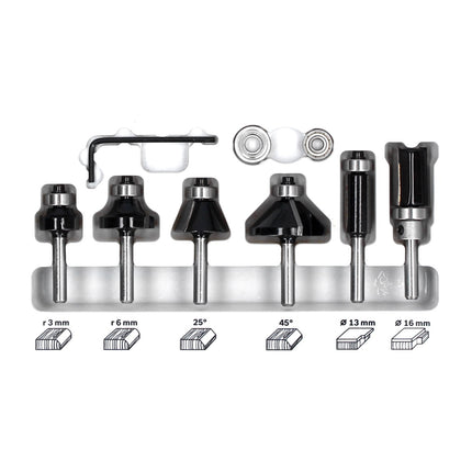 Fresadora multifuncional inalámbrica Makita DRT 50 Z 18 V sin escobillas + juego de fresas de 6 piezas - sin batería, sin cargador