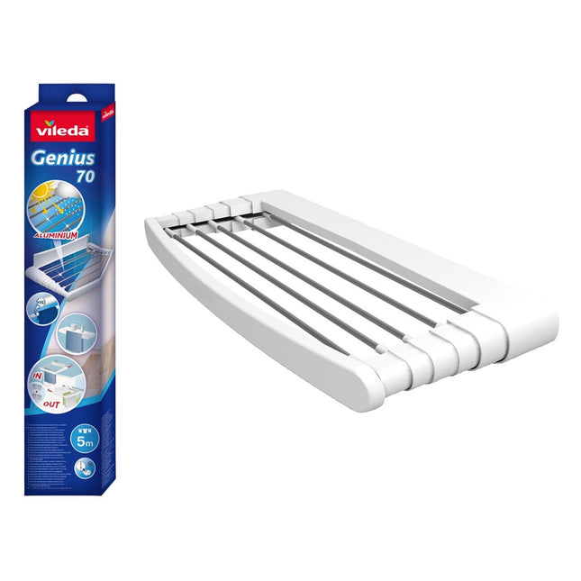 Vileda Secadora de pared Genius 70 Longitud de secado de 5 m Función telescópica