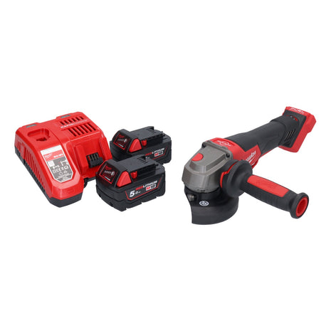 Amoladora angular a batería Milwaukee M18 FSAGV115XPDB-502 18 V 115 mm sin escobillas + 2x baterías 5,0 Ah + cargador