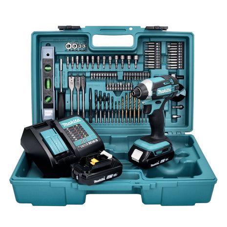 Makita DTD 152 SA2X5 Clé à choc sans fil 18 V 165 Nm + 2x batterie 2,0 Ah + chargeur + 101 pcs. kit d'accessoires + coffret