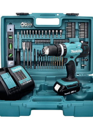 Makita DHP 453 SAX5 Akku Schlagbohrschrauber 18 V 42 Nm + 1x Akku 2,0 Ah + Ladegerät + 101 tlg. Zubehör Set + Koffer