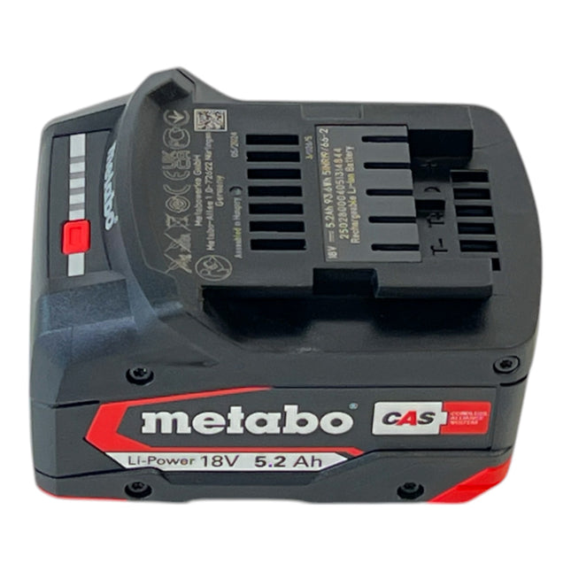 Paquete de baterías Metabo Li-Power 18 V 5,2 Ah CAS Li-Ion ( 625028000 ) con indicador del nivel de carga - sucesor de 625592000