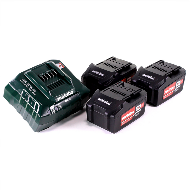 Set base Metabo 3x batteria Li-Power 18 V 4,0 Ah CAS Li-Ion + caricatore ASC 55 ( 685049000 )