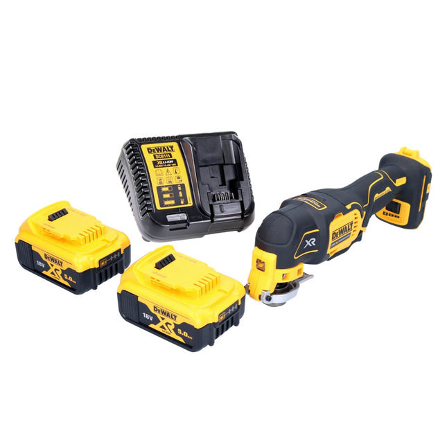 Oscillatore a batteria DeWalt DCS 356 P2-XJ 18 V Brushless + 2x batteria 5,0 Ah + caricabatterie + kit accessori