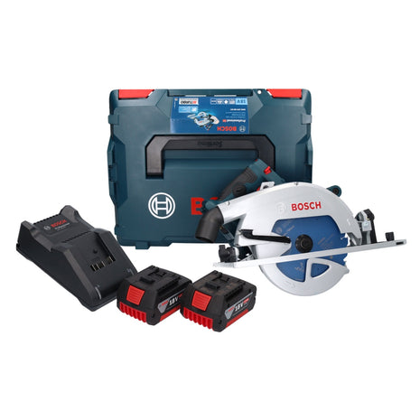 Bosch GKS 18V-68 GC Sega circolare professionale a batteria 18 V 190 mm Biturbo Brushless + 2x batteria ricaricabile 5,0 Ah + caricatore + L-BOXX