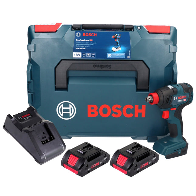 Bosch GDX 18V-200 Llave de impacto profesional sin cable 18 V 200 Nm sin escobillas + 2x batería ProCORE 4,0 Ah + cargador + L-BOXX