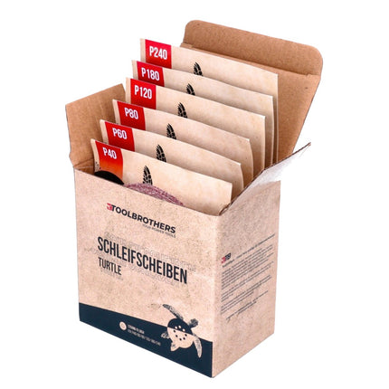 Lijadora excéntrica a batería Bosch GEX 18V-125 Professional 18 V 125 mm sin escobillas + 1x batería 2,0 Ah + 1x juego de lijado Toolbrothers TURTLE + L-BOXX - sin cargador