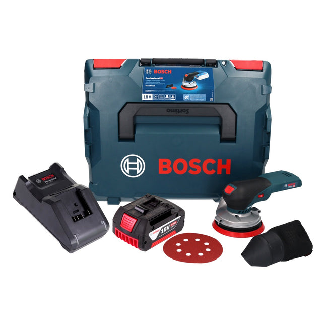 Bosch GEX 18V-125 Lijadora rotorbital profesional sin cable 18 V 125 mm sin escobillas + 1x acumulador 4,0 Ah + cargador + L-BOXX