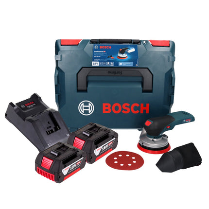 Bosch GEX 18V-125 Professional cordless random orbital sander 18 V 125 mm brushless + 2x rechargeable battery 5.0 Ah + charger + L-BOXX