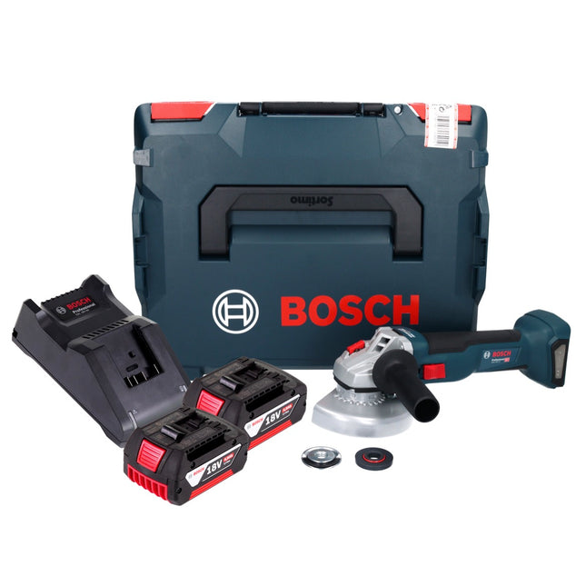 Bosch GWS 18V-10 Smerigliatrice angolare professionale a batteria 18 V 125 mm senza spazzole + 2x batteria ricaricabile 4,0 Ah + caricabatterie + L-Boxx
