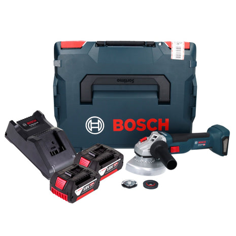 Bosch GWS 18V-10 Smerigliatrice angolare professionale a batteria 18 V 125 mm senza spazzole + 2x batteria ricaricabile 4,0 Ah + caricabatterie + L-Boxx