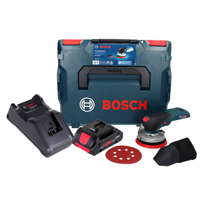 Bosch GEX 18V-125 Lijadora rotorbital profesional sin cable 18 V 125 mm sin escobillas + 1x acumulador ProCORE 4,0 Ah + cargador + L-BOXX