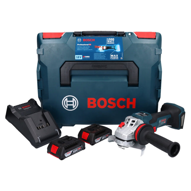 Bosch GWS 18V-15 SC Professional Cordless Angle Grinder 125mm Brushless 18V + 2x Batteries 2.0Ah + Charger + L-BOXX case