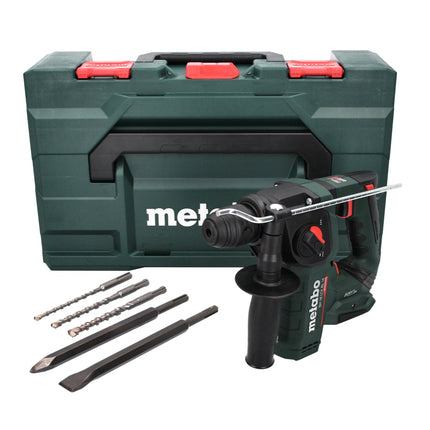 Martillo perforador con acumulador Metabo BH 18 LTX BL 16 18 V 1,3 J SDS plus Brushless + juego de cinceles y brocas de 5 piezas + metaBOX - sin batería, sin cargador