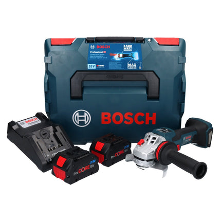 Bosch GWS 18V-15 SC Professional amoladora angular a batería 18 V 125 mm sin escobillas + 2x batería ProCORE 8,0 Ah + cargador + L-BOXX