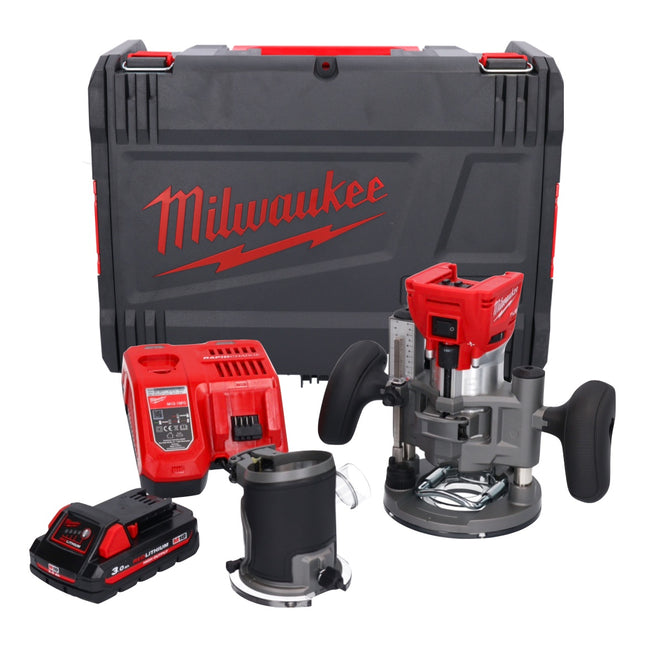 Milwaukee M18 FTR-301X router sin cable 18 V sin escobillas + 1x batería 3.0 Ah + cargador + módulos router + caja HD