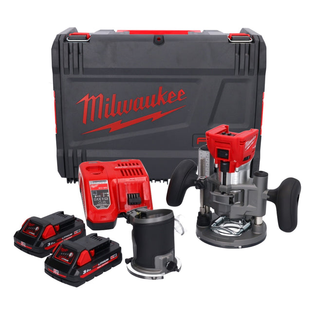 Fresadora sin cable Milwaukee M18 FTR-302X 18 V sin escobillas + 2x batería 3.0 Ah + cargador + módulos de fresadora + caja HD