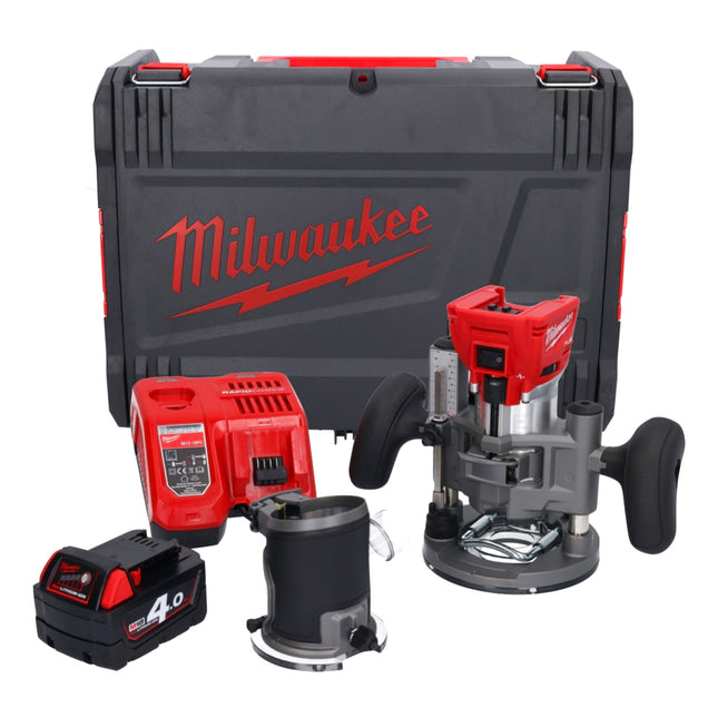 Milwaukee M18 FTR-401X router sin cable 18 V sin escobillas + 1x batería 4.0 Ah + cargador + módulos router + caja HD