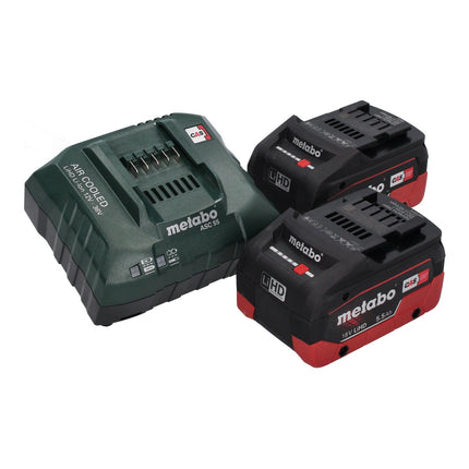 Scie sauteuse sur batterie Metabo STA 18 LTX 140 18 V + 2 batteries 5,5 Ah + chargeur + jeu de 10 lames de scie sauteuse + métaBOX