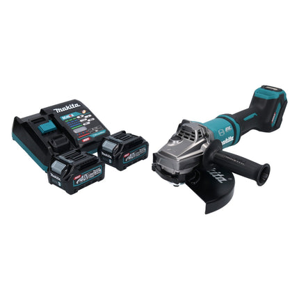 Amoladora angular a batería Makita GA 038 GA2 40 V máx. 230 mm sin escobillas XGT + 2 baterías 2,0 Ah + cargador