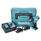 Pistola de aire caliente sin cable Makita DHG 180 RAJ 18 V 550 °C + 2x batería recargable 2,0 Ah + cargador + Makpac