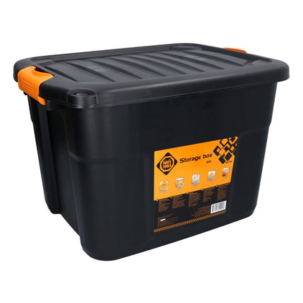 FORTE Tools Aufbewahrungsbox 42 l mit Klickverschluss 50x39x34 cm in schwarz Werkzeugkoffer, Box, robust, stapelbar, abschließbar ( 000051361905 )