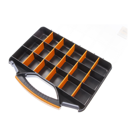 Caja de herramientas Forte Tools ORG-13 de 33x25x5 cm, caja de almacenamiento, organizador con 18 compartimentos diferentes, caja extraíble y resistente, tapa resistente a los arañazos (000051144773)