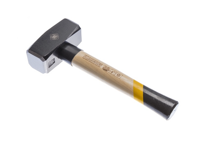 FORTE TOOLS Hammer with wooden handle, head weight 2000 g, hammer with wooden handle, premium tool, forged, double ring key, lacquered head (000051151043)