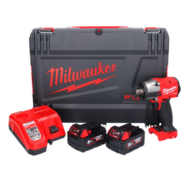 Milwaukee M18 FMTIW2F12-502X Cordless impact wrench 18 V 745 Nm 1/2" brushless ( 4933478450 ) + 2x rechargeable battery 5.0 Ah + charger + HD box