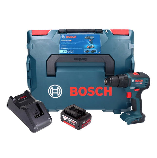Bosch GSB 18V-55 Taladradora de percusión profesional sin cable 18 V 55 Nm sin escobillas + 1x acumulador 4,0 Ah + cargador + L-Boxx